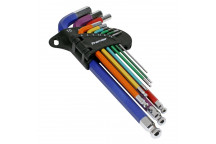 Ball-End Hex Key Set 9pc Colour-Coded Long