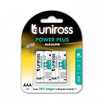 AAA - 1.5v Power+ Alkaline Battery (4 Pack)