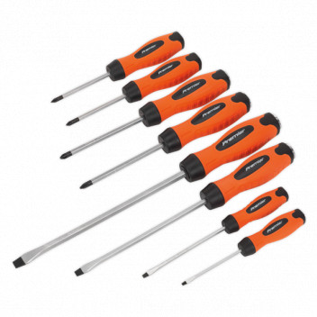 Hi-Vis Hammer Thru Screwdriver Set (8pc) Orange