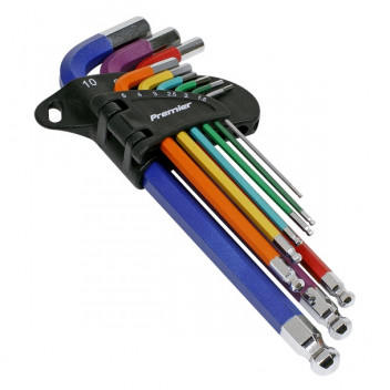 Ball-End Hex Key Set 9pc Colour-Coded Long